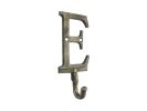 Rustic Gold Cast Iron Letter E Alphabet Wall Hook 6""