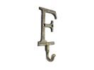 Rustic Gold Cast Iron Letter F Alphabet Wall Hook 6""