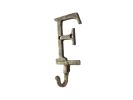 Rustic Gold Cast Iron Letter F Alphabet Wall Hook 6""