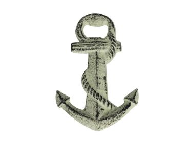 Whitewashed Cast Iron Anchor Bottle Opener 5""