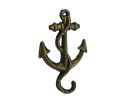 Rustic Gold Cast Iron Anchor Hook 5"