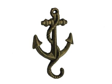 Rustic Gold Cast Iron Anchor Hook 5"