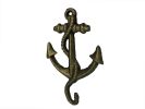 Rustic Gold Cast Iron Anchor Hook 5"