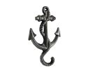 Rustic Silver Cast Iron Anchor Hook 5"