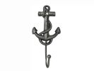 Rustic Silver Cast Iron Anchor Hook 7"