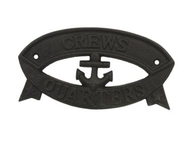 Rustic Black Cast Iron Crews Quarters Sign 8"