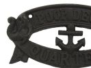 Rustic Black Cast Iron Poop Deck Quarters Sign 8""