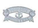 Whitewashed Cast Iron Poop Deck Quarters Sign 8"
