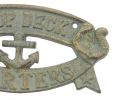 Seaworn Bronze Cast Iron Poop Deck Quarters Sign 8"