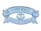 Whitewashed Dark Blue Cast Iron Poop Deck Quarters Sign 8""