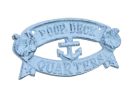 Whitewashed Dark Blue Cast Iron Poop Deck Quarters Sign 8""