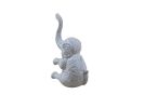 Whitewashed Cast Iron Elephant Metal Door Stop 8""