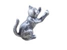 Rustic Silver Cast Iron Cat Door Stopper 5""
