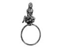 Antique Silver Cast Iron Mermaid Towel Holder 8.5""