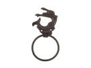 Rustic Copper Cast Iron Decorative Arching Mermaid Towel Holder 9""