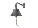 Rustic Silver Cast Iron Hanging Ship's Bell 6"
