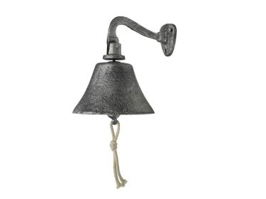 Rustic Silver Cast Iron Hanging Ship's Bell 6"