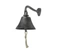 Rustic Silver Cast Iron Hanging Ship's Bell 6"