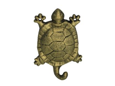 Rustic Gold Cast Iron Turtle Hook 6"