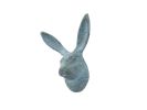 Rustic Light Blue Cast Iron Decorative Rabbit Hook 5""