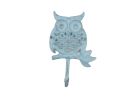 Rustic Light Blue Cast Iron Owl Hook 6""