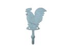 Rustic Light Blue Cast Iron Rooster Hook 7""