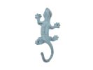 Rustic Light Blue Cast Iron Lizard Hook 6""