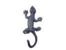 Rustic Dark Blue Cast Iron Lizard Hook 6""