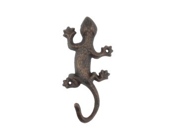 Rustic Copper Cast Iron Lizard Hook 6""