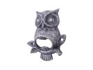 Rustic Silver Cast Iron Owl Wall Mounted Bottle Opener 6""