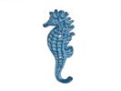 Rustic Light Blue Whitewashed Cast Iron Seahorse Hook 5"
