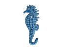 Rustic Light Blue Whitewashed Cast Iron Seahorse Hook 5"