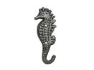 Rustic Silver Cast Iron Seahorse Hook 5"