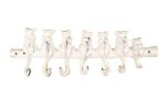 Whitewashed Cast Iron Cat Wall Hooks 13""