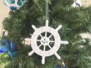 White Decorative Ship Wheel With Anchor Christmas Tree Ornament 6"