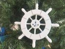 White Decorative Ship Wheel With Anchor Christmas Tree Ornament 6"