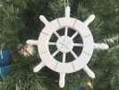 White Decorative Ship Wheel With Starfish Christmas Tree Ornament 6"