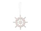 White Decorative Ship Wheel Christmas Tree Ornament 6"