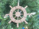 Rustic Wood Finish Decorative Ship Wheel Christmas Tree Ornament 6"