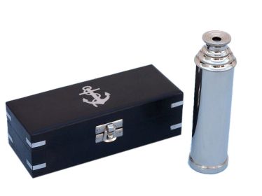 Deluxe Class Captain's Chrome Spyglass Telescope 14"" with Black Rosewood Box