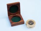 Brass Paperweight Compass w/ Rosewood Box 3""