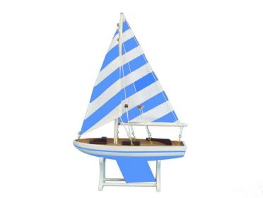Wooden Decorative Sailboat Model Blue Prince 12""