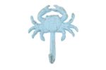 Rustic Light Blue Cast Iron Wall Mounted Crab Hook 5"