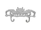 Whitewashed Cast Iron Decorative Crab Metal Wall Hooks 10.5""