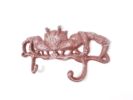 Whitewashed Red Cast Iron Decorative Crab Metal Wall Hooks 10.5""
