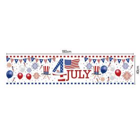 1pc 180*40cm Happy 4th of July Banner Outdoor Independence Day Flag National Day Yard Sign Decorations American Party Supplies