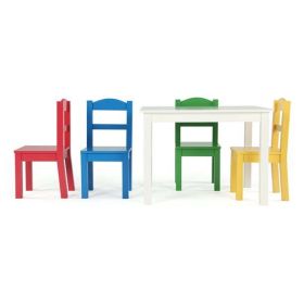 Children's wooden table and 4 chairs set; white and junior