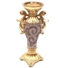 Ambrose Gold Plated Crystal Embellished Ceramic Candlestick Holder (6 In. x 4