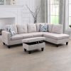 Grey White Flannel Living Room Sofa Set