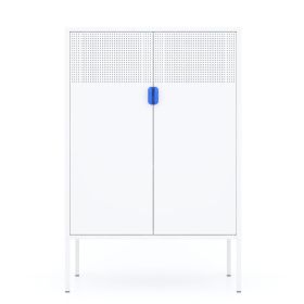 Metal Storage Locker Cabinet; Adjustable Shelves Free Standing Ventilated Sideboard Steel Cabinets for Office; Home